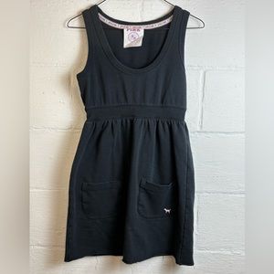 PINK Victoria’s Secret Woman’s Black Y2K Athletic Casual Sweat Dress Size XS